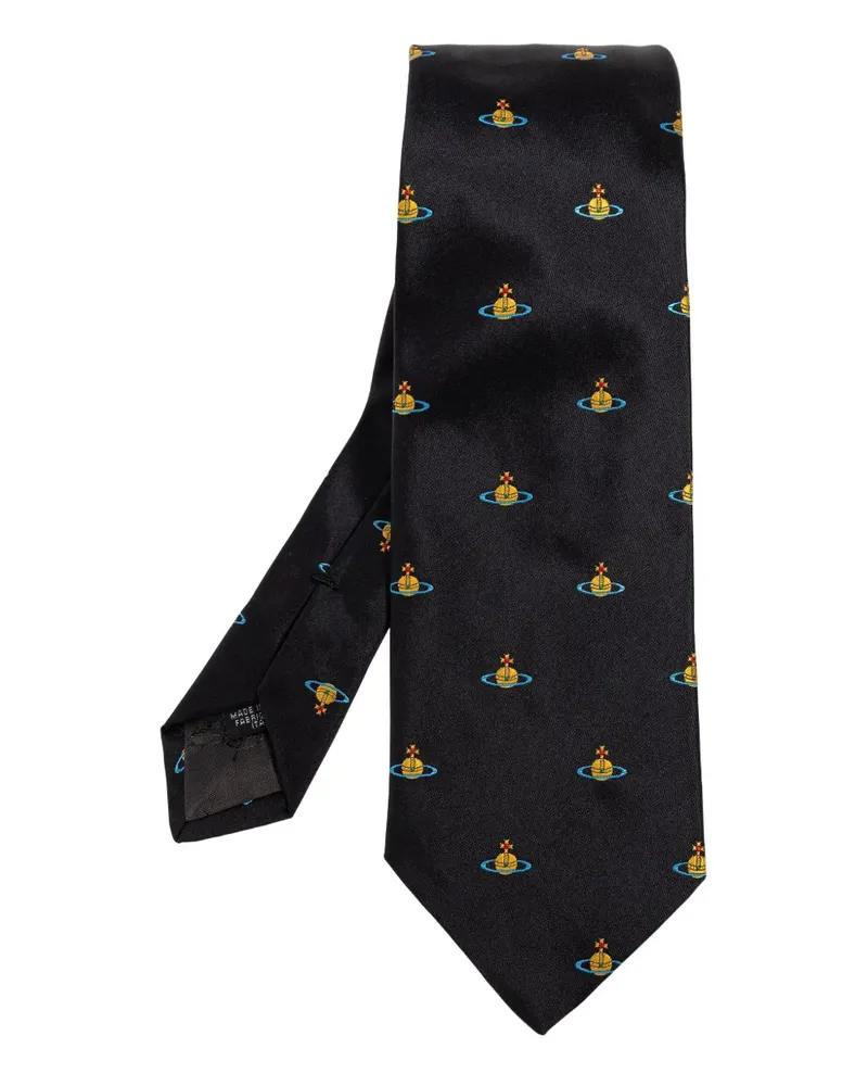 Vivienne Westwood Krawatte mit Orb-Motiv - Schwarz Schwarz