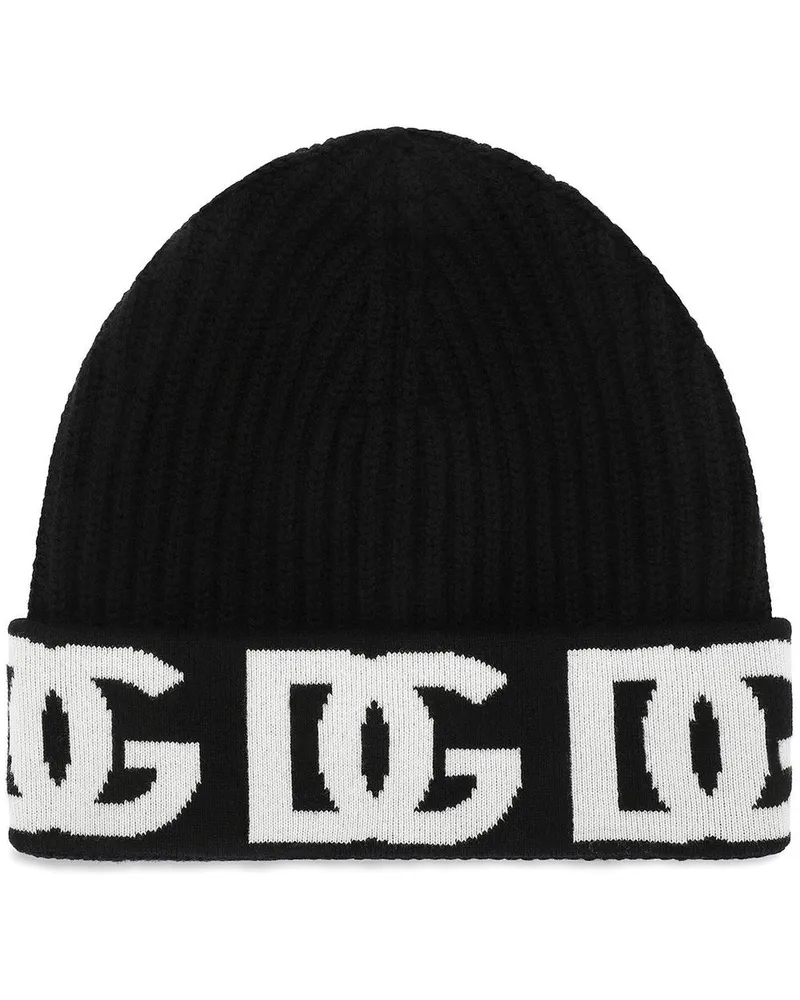 Dolce & Gabbana Jacquard-Mütze mit Logo - Schwarz Schwarz