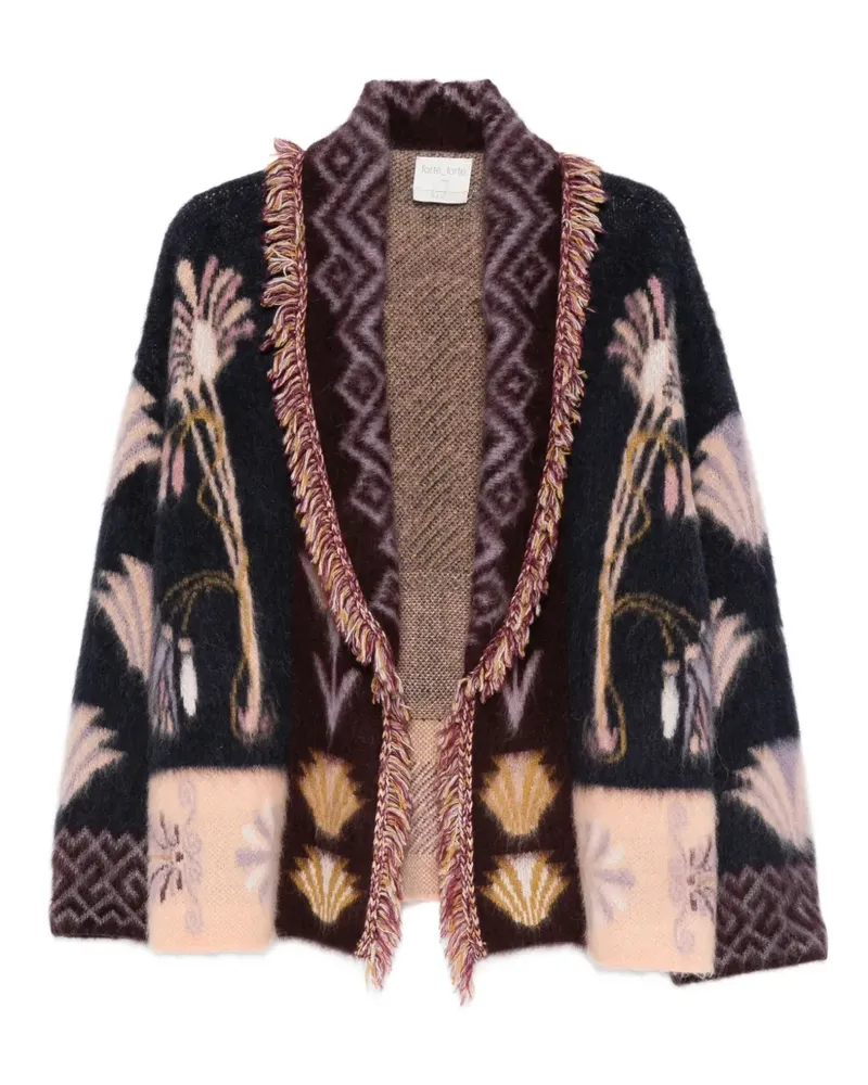 forte_forte Fransen-Cardigan mit Blumenmuster - Violett Violett
