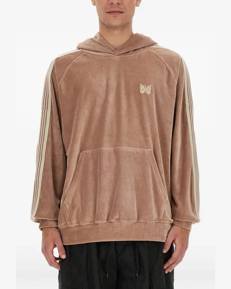 NEEDLES side-stripe velour hoodie - Nude Nude