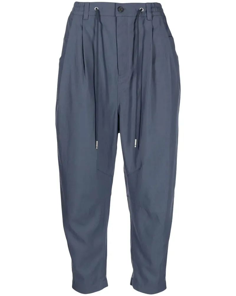 SONGZIO Cropped-Karottenhose mit hohem Bund - Blau Blau