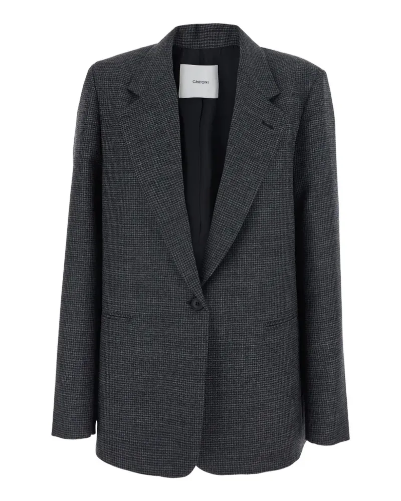 Mauro Grifoni Einreihiger Wollblazer mit Hahnentrittmuster - Grau Grau