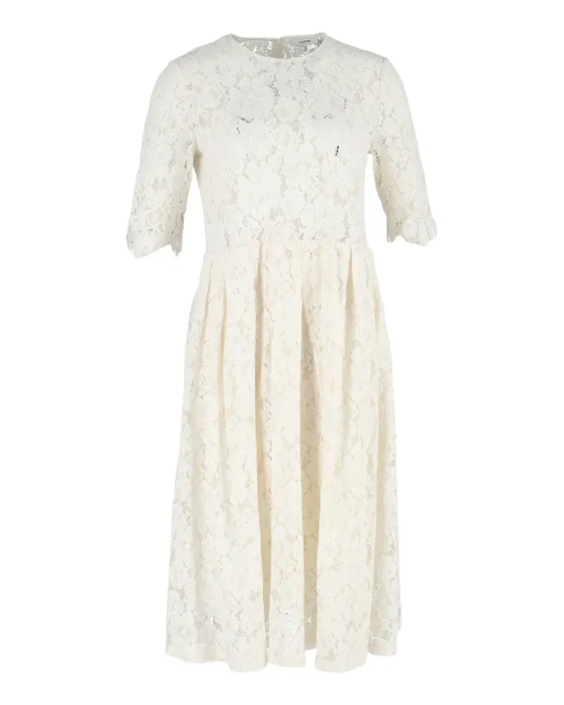 Ganni Midikleid mit Spitze - Nude Nude
