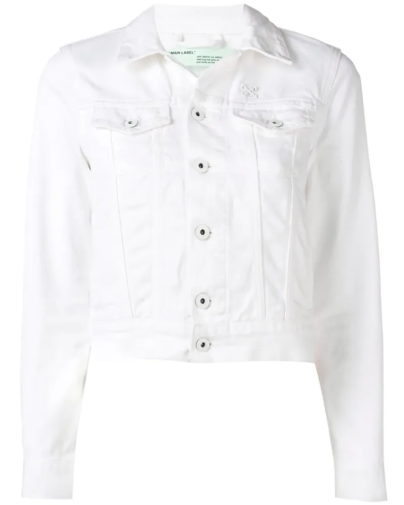 OFF-WHITE Cropped-Jeansjacke - Weiß Weiß
