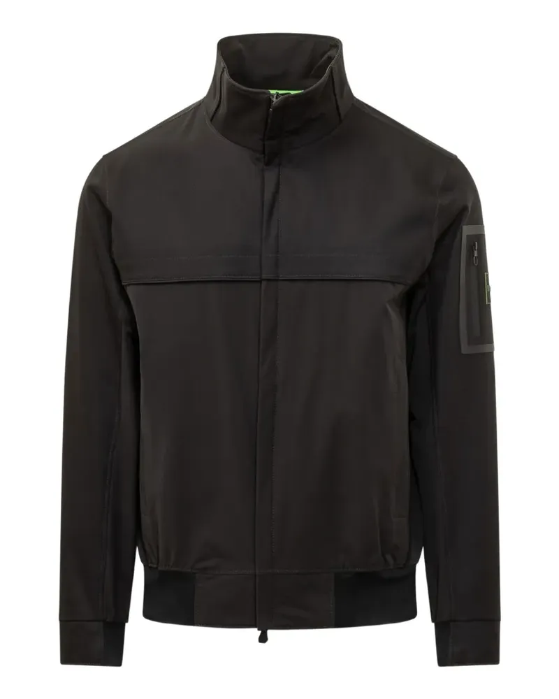 HUGO BOSS logo-patch zip-up jacket - Schwarz Schwarz