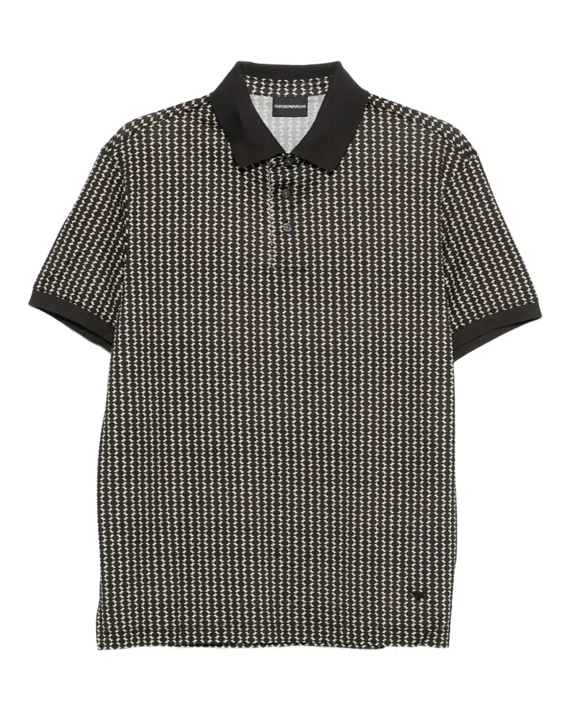 Emporio Armani geometric-pattern polo shirt - Schwarz Schwarz