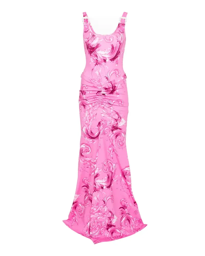 Versace Jeans printed ruched maxi dress - Rosa Rosa