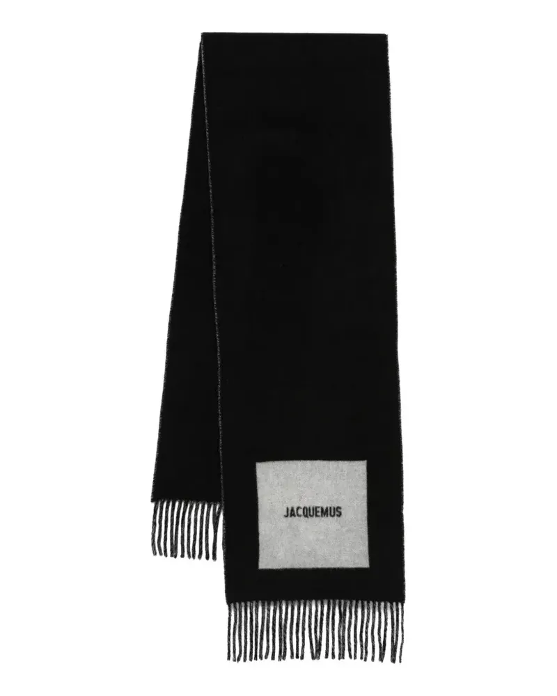 Jacquemus The Rond Carré fringed logo scarf - Schwarz Schwarz