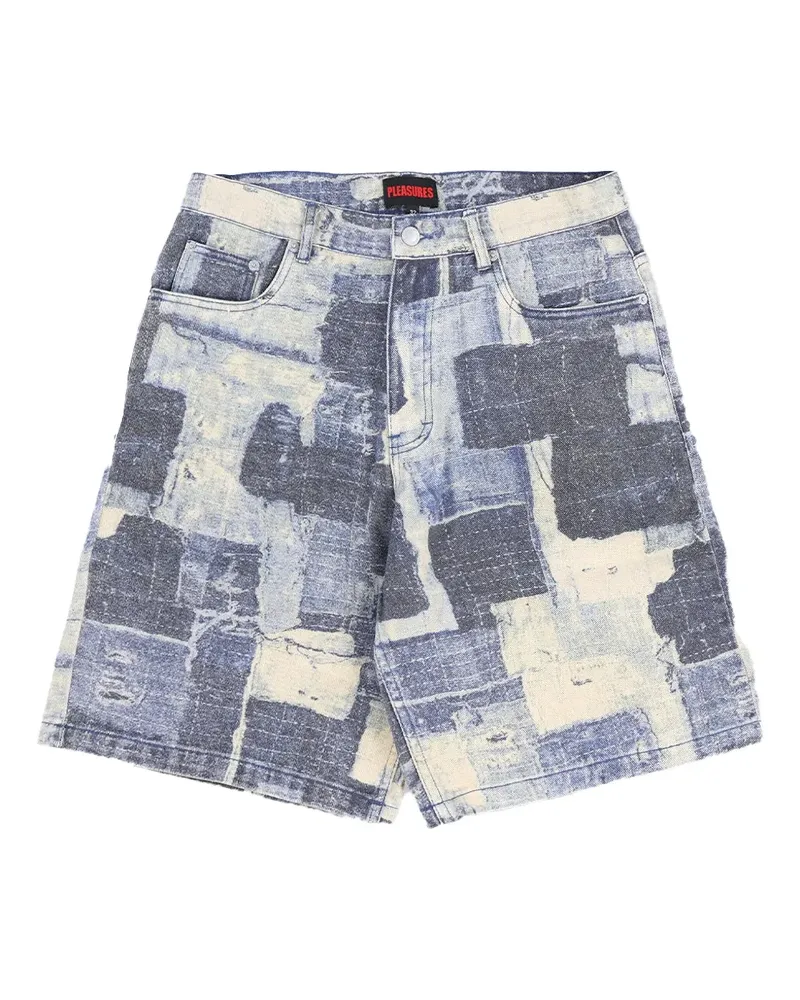 PLEASURES Boro Jeans-Shorts - Blau Blau