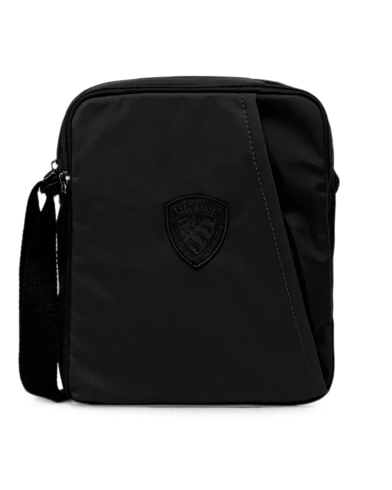 Blauer logo-patch zip-fastening messenger bag - Schwarz Schwarz