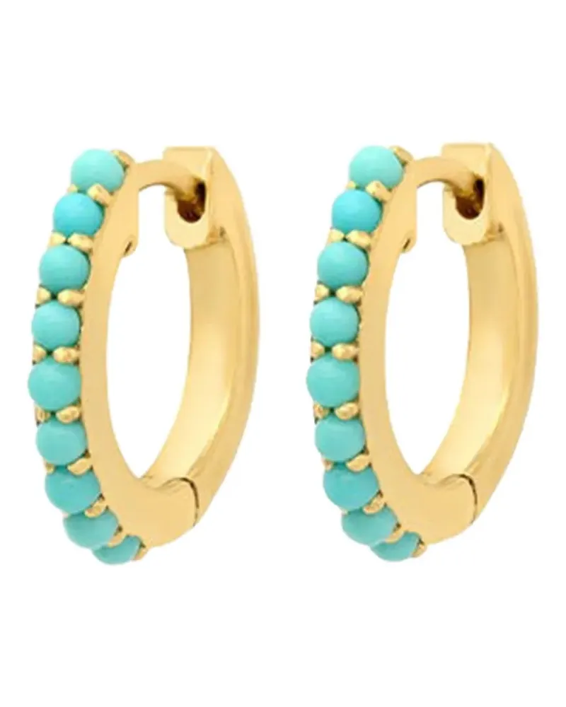 Jennifer Meyer Kleine 18kt Huggie Gelbgoldohrringe mit Türkis Gold