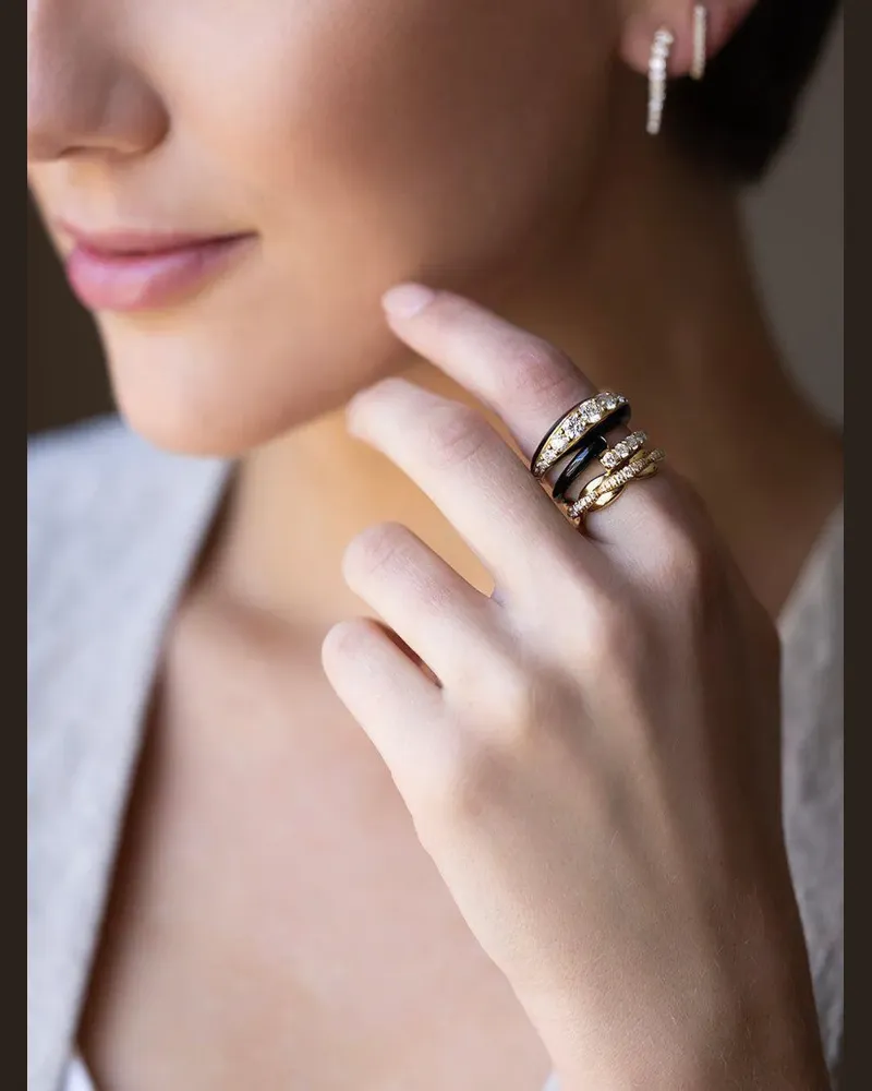 Melissa Kaye 18kt Lola Gelbgoldring mit Diamanten Gold