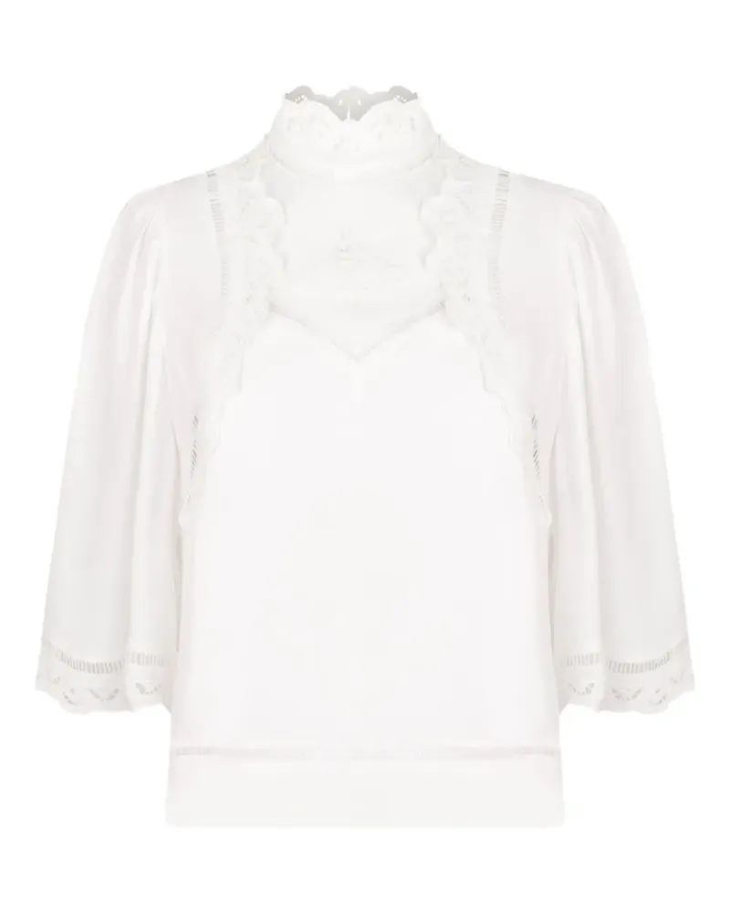 Isabel Marant Bestickte Bluse mit Spitzenbesatz - Weiß Weiß