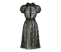 Kleines Chiffonkleid mit Rosen- und Polka Dots - Schwarz