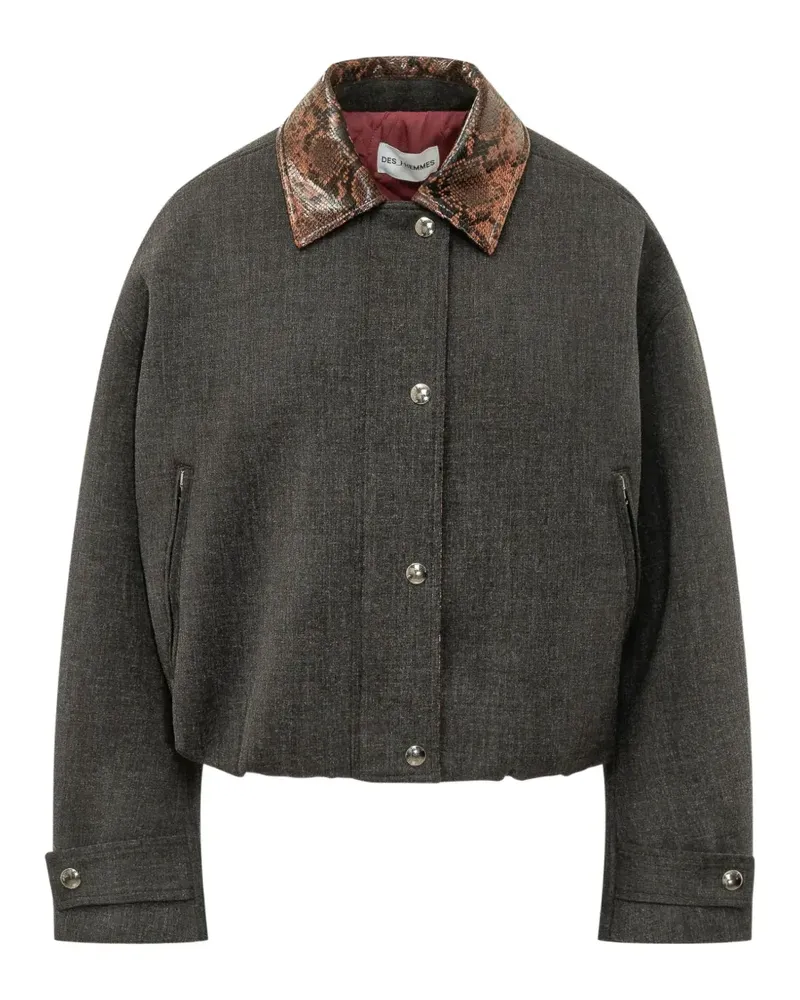 Des Phemmes snake-effect collar bomber jacket - Grau Grau