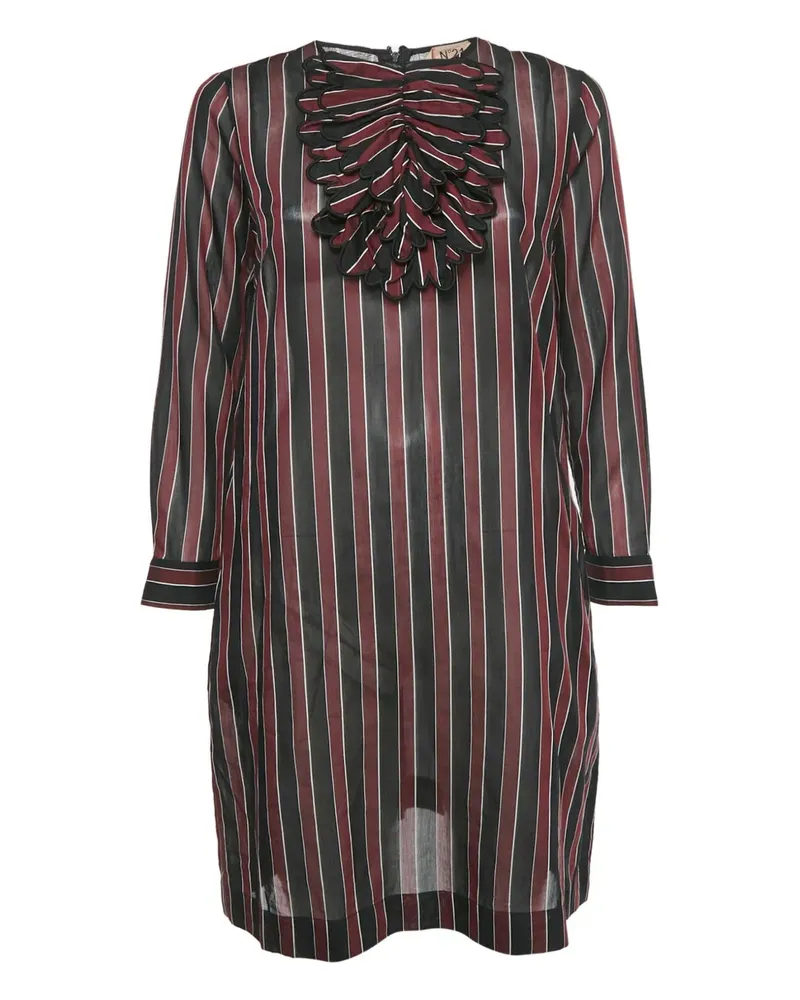 N° 21 ruffles striped midi dress - Schwarz Schwarz