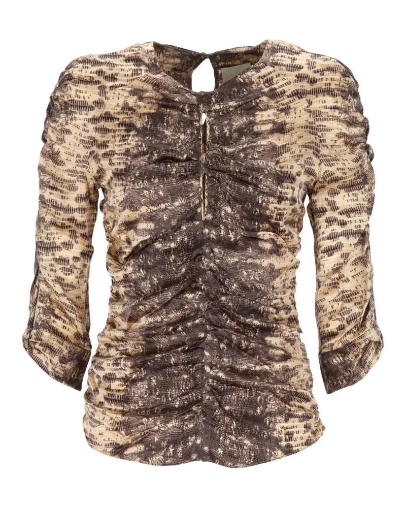 Isabel Marant ruched snakeskin-print top - Braun Braun