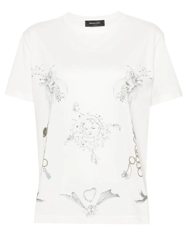 Fabiana Filippi T-Shirt mit Fabula-Print - Weiß Weiß