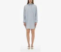 Geknöpftes Hemdkleid mit Nadelstreifen - Blau