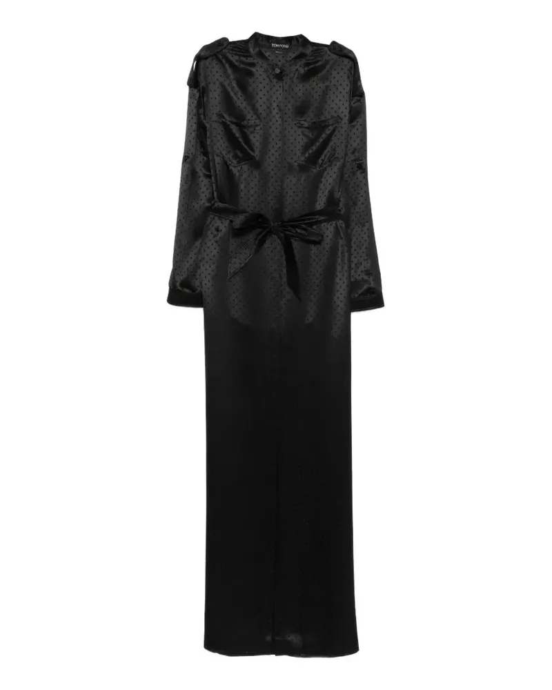 Tom Ford Gepunktetes Kleid mit Bindegürtel - Schwarz Schwarz