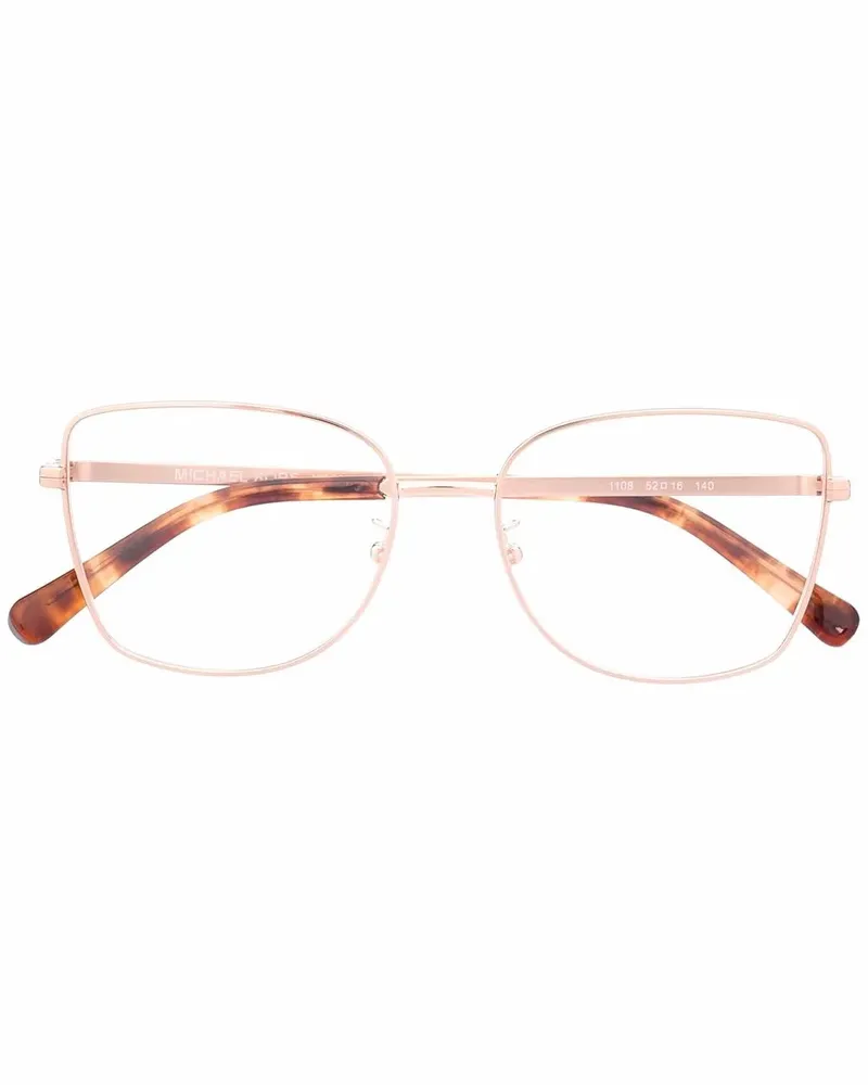 Michael Kors Eckige Brille mit Logo - Gold Gold