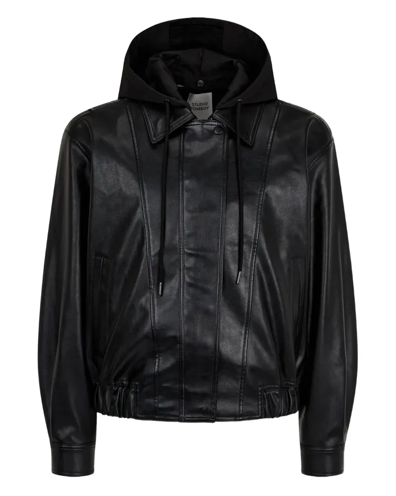 STUDIO TOMBOY Kapuzenjacke aus Faux-Leder - Schwarz Schwarz