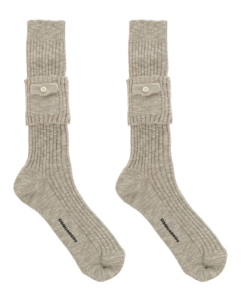 Dsquared2 Military Chic button-pocket ribbed-knit socks - Grau Grau