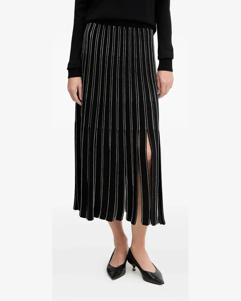 HUGO BOSS Gestreifter Midirock - Schwarz Schwarz