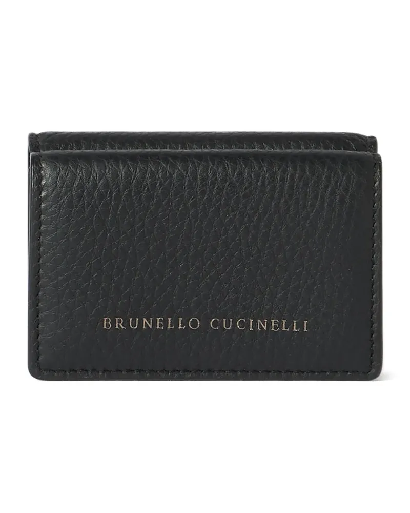Brunello Cucinelli Portemonnaie aus genarbtem Kalbsleder - Schwarz Schwarz