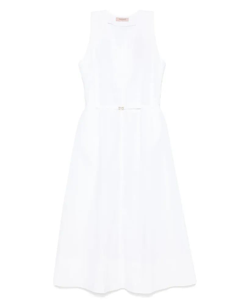 Twin-Set Midikleid mit Logo-Schild - Weiß Weiß