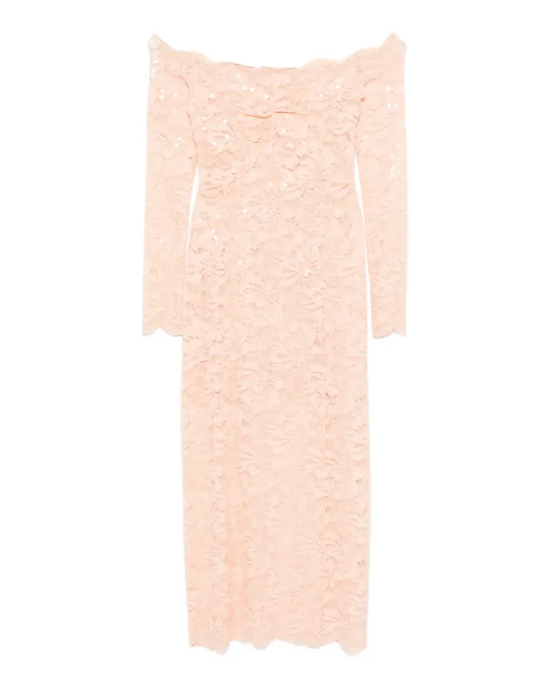 Paco Rabanne floral-lace long-sleeve midi dress - Rosa Rosa
