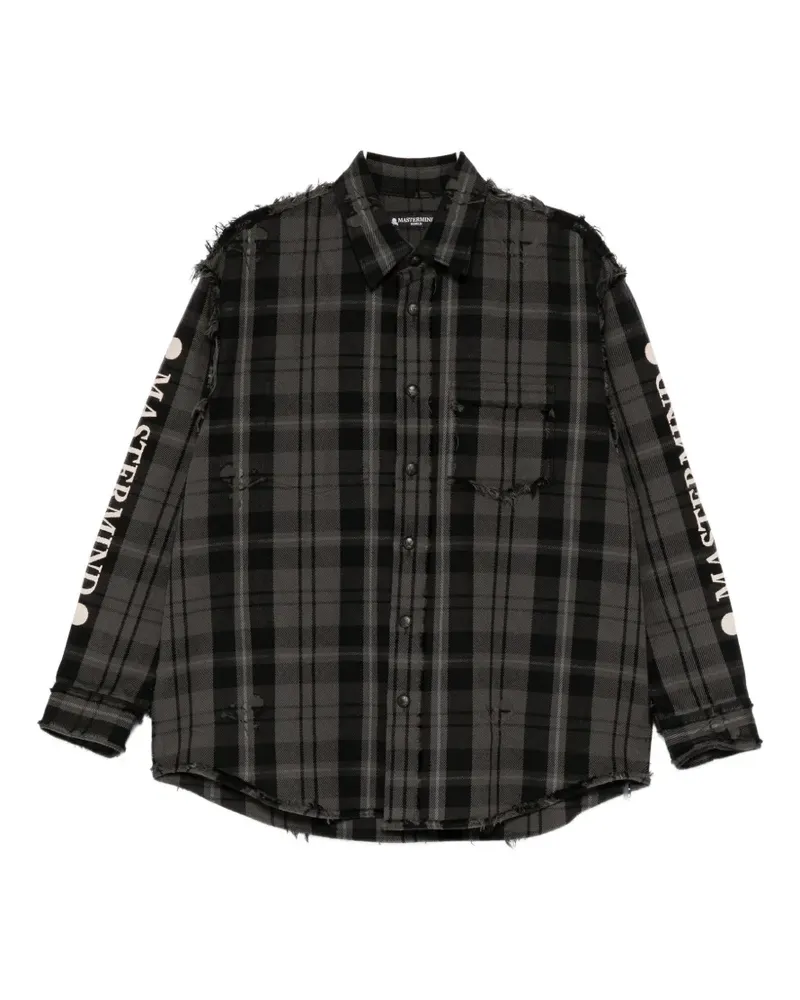 Mastermind World check frayed shirt - Schwarz Schwarz