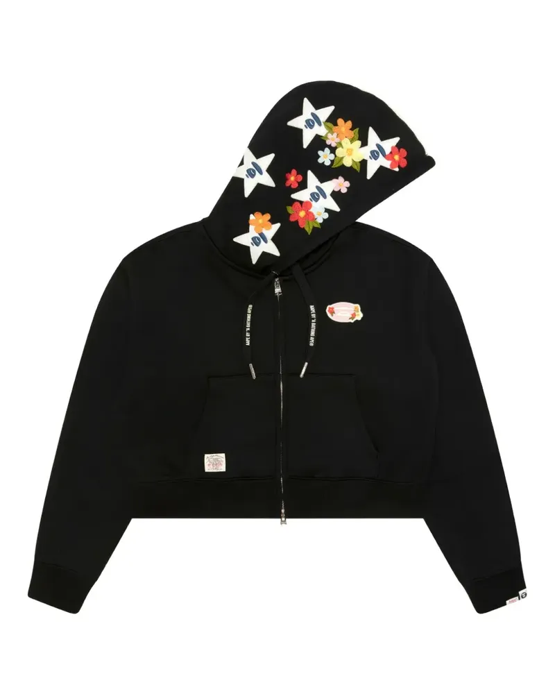 BAPE Hoodie mit Blumenstickerei - Schwarz Schwarz