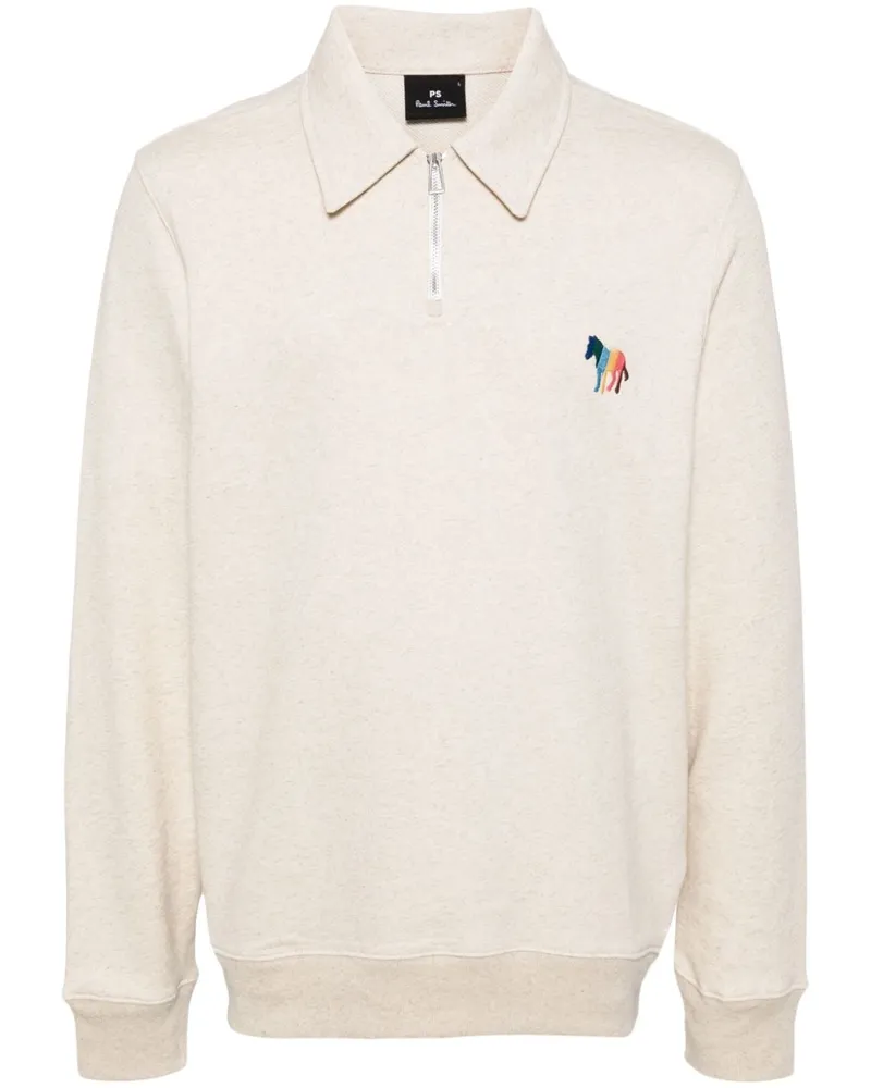 Paul Smith Besticktes Sweatshirt mit Reißverschluss Nude