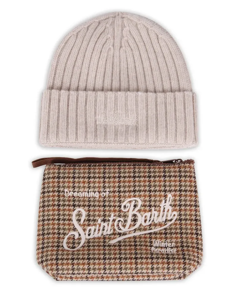 MC2 Saint Barth Christmas Box beanie hat and clutch bag set - Nude Nude