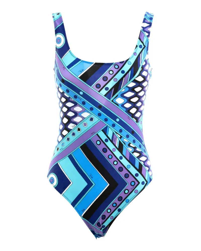 Emilio Pucci Vivara-print swimsuit - Blau Blau