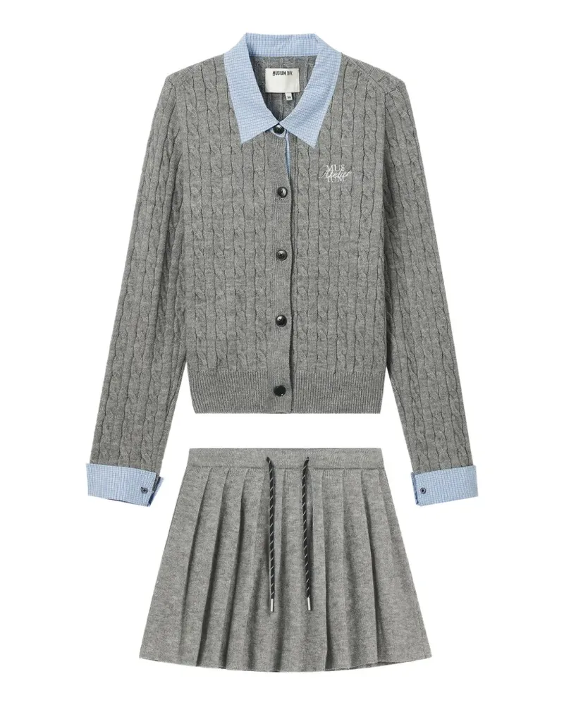 Musium Div. cable-knit lcardigan and mini skirt set - Grau Grau