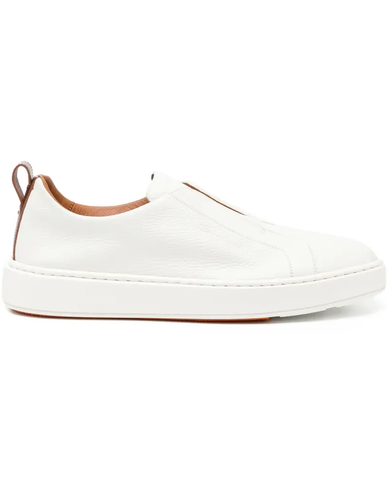 Santoni tumbled leather sneakers - Weiß Weiß