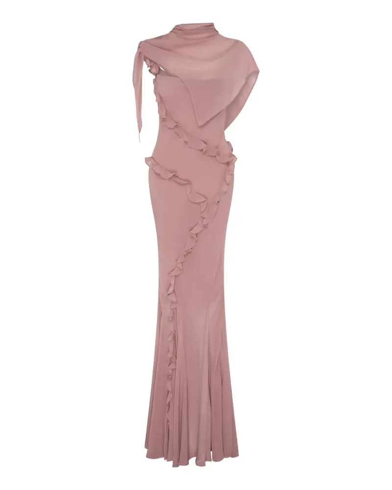 Paris Georgia Maxikleid mit Rüschen - Rosa Rosa
