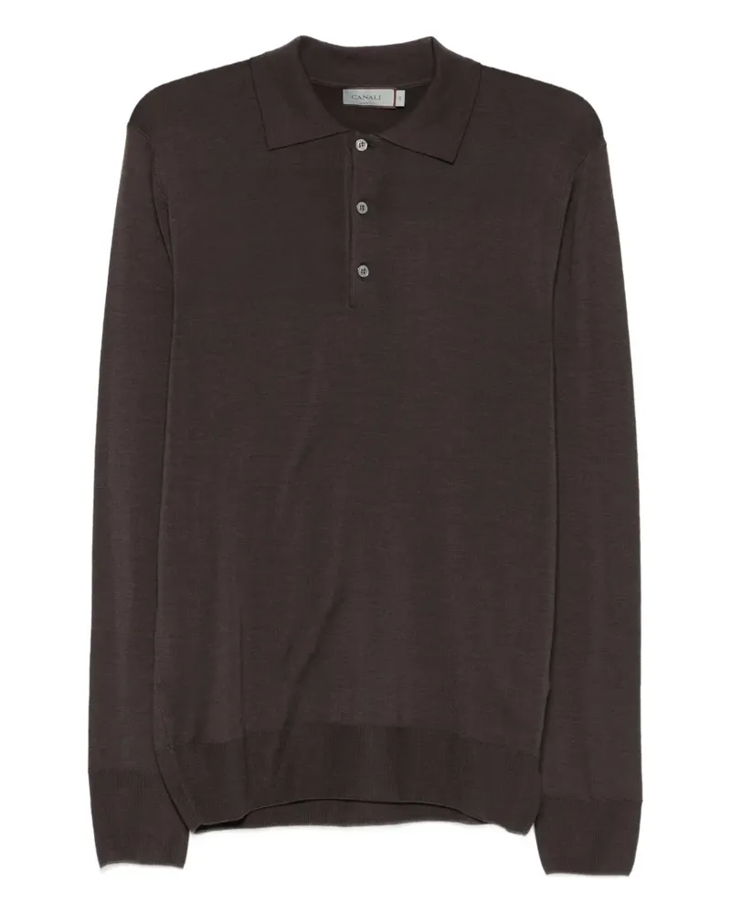 Canali Poloshirt mit Knopfleiste - Braun Braun