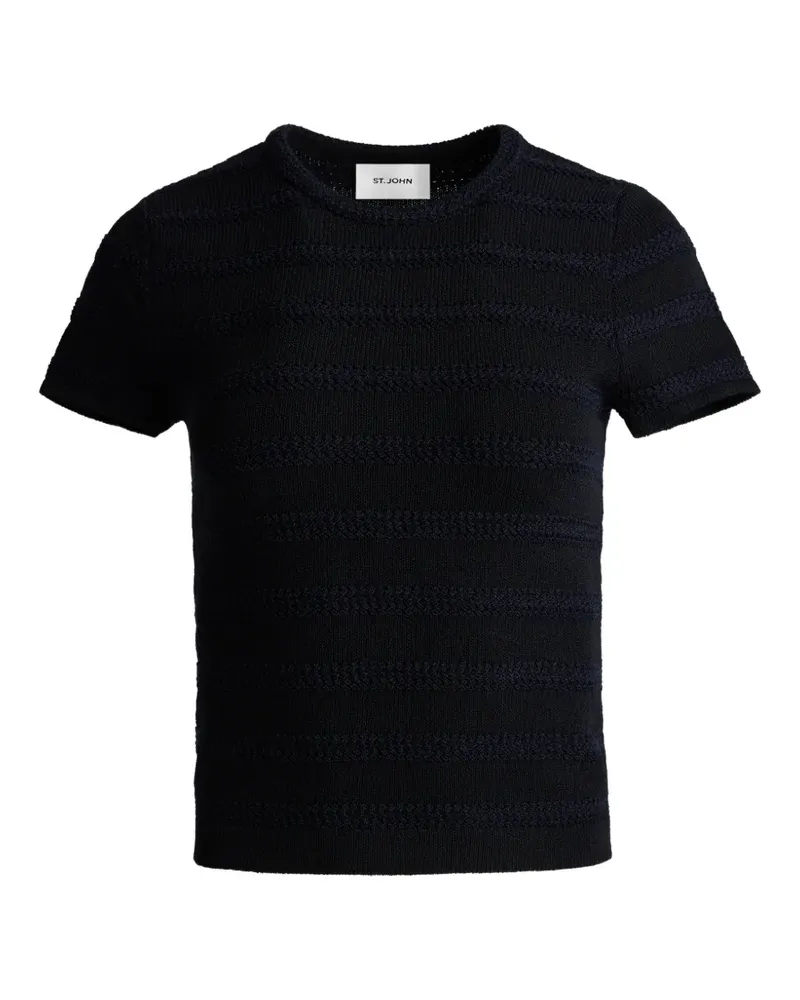 ST. JOHN breton stripe knit T-shirt - Schwarz Schwarz