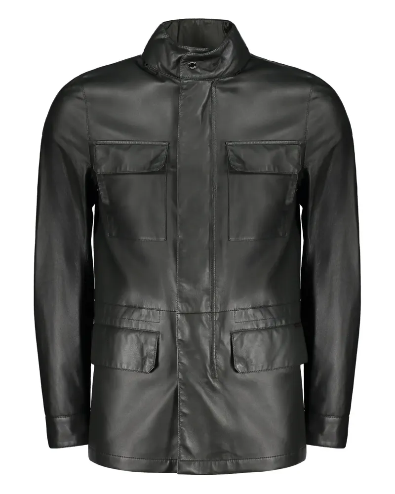 MOORER Lederjacke mit vier Taschen - Grün Grün