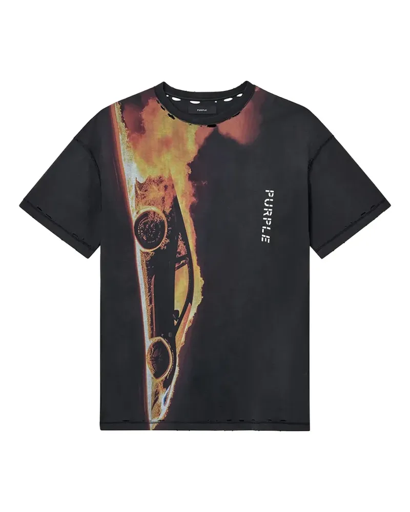 PURPLE BRAND Zut Alors T-Shirt im Distressed-Look - Schwarz Schwarz