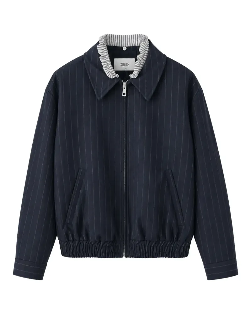 SOLOTRE Jacke mit Nadelstreifen und elastischem Saum - Blau Blau