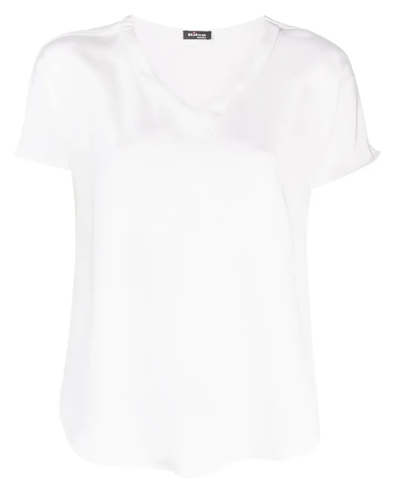 Kiton Seidenbluse mit kurzen Ärmeln - Weiß Weiß