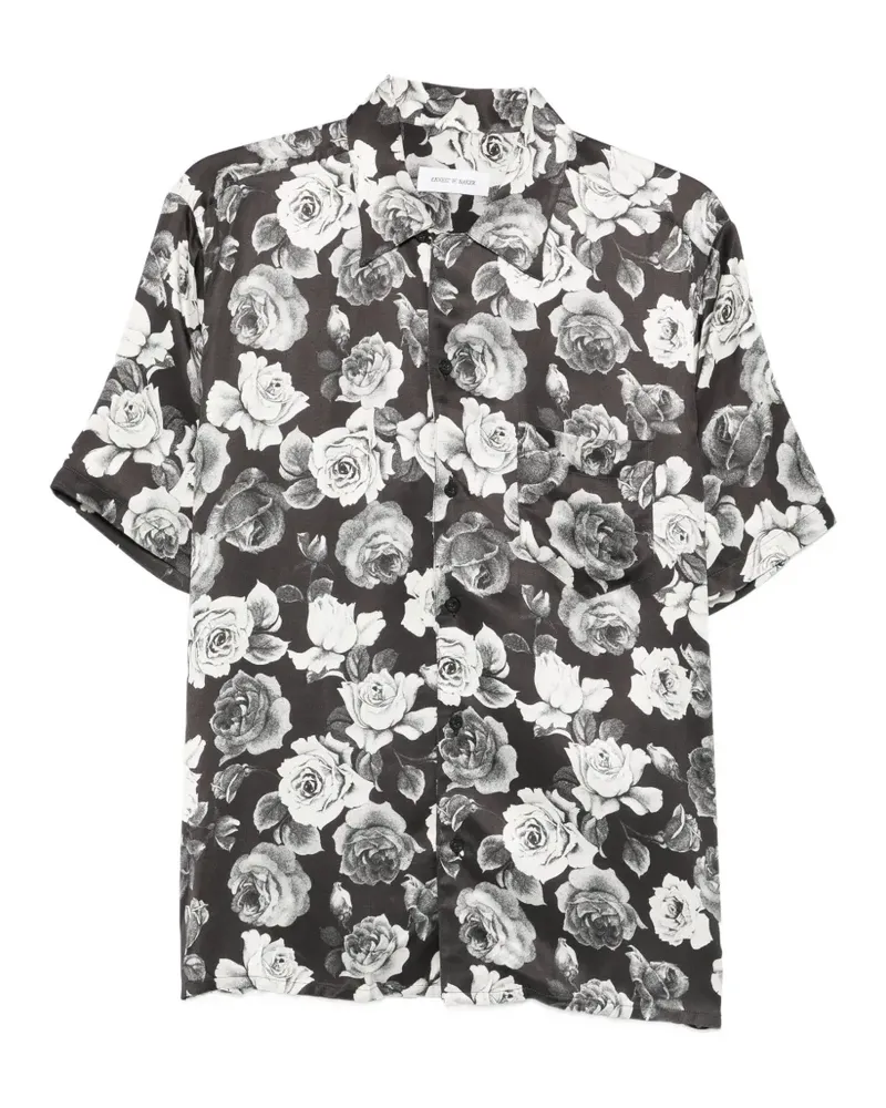 Ernest W. Baker rose-print shirt - Schwarz Schwarz