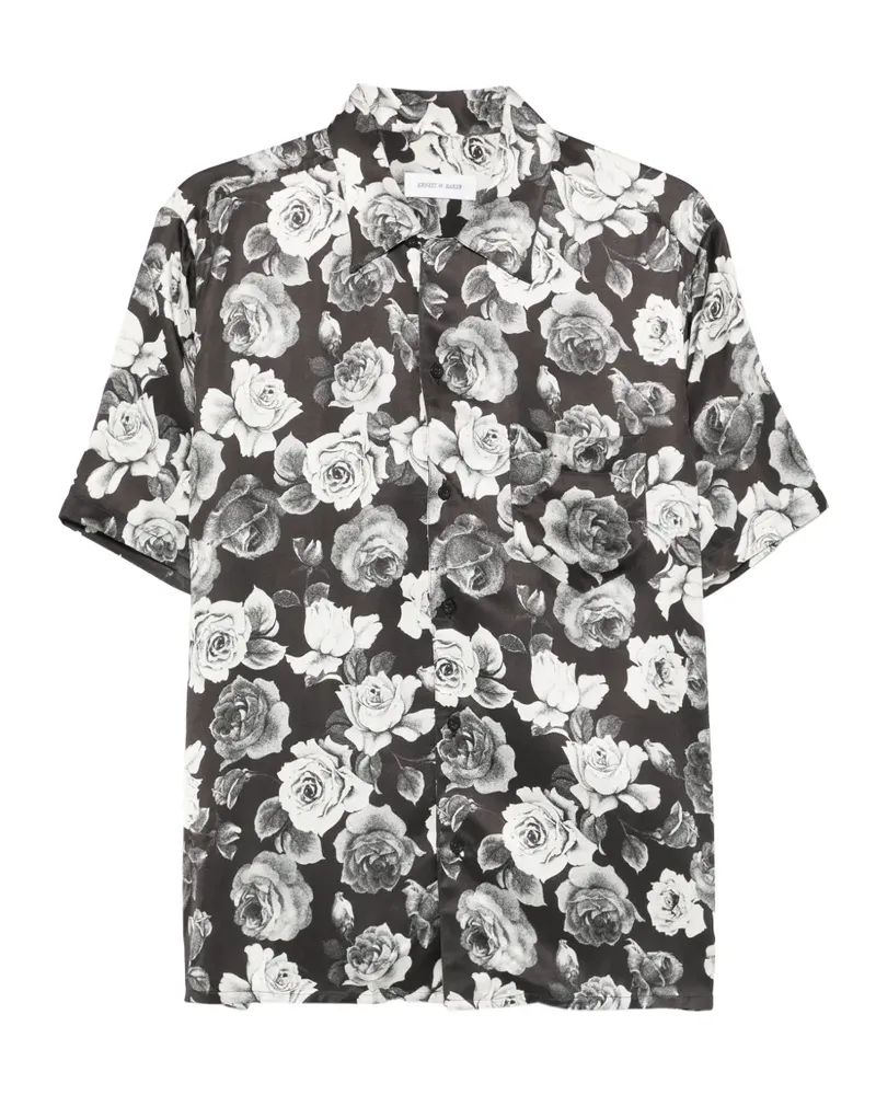 Ernest W. Baker rose-print shirt - Schwarz Schwarz