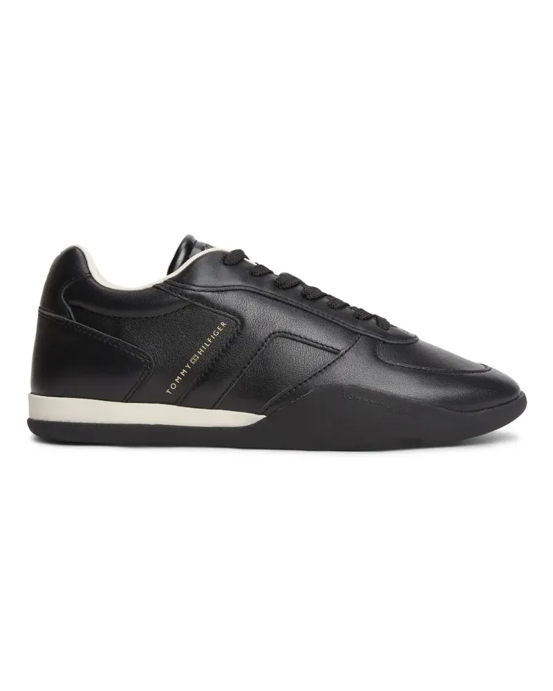 Tommy Hilfiger logo-print leather sneakers - Schwarz Schwarz