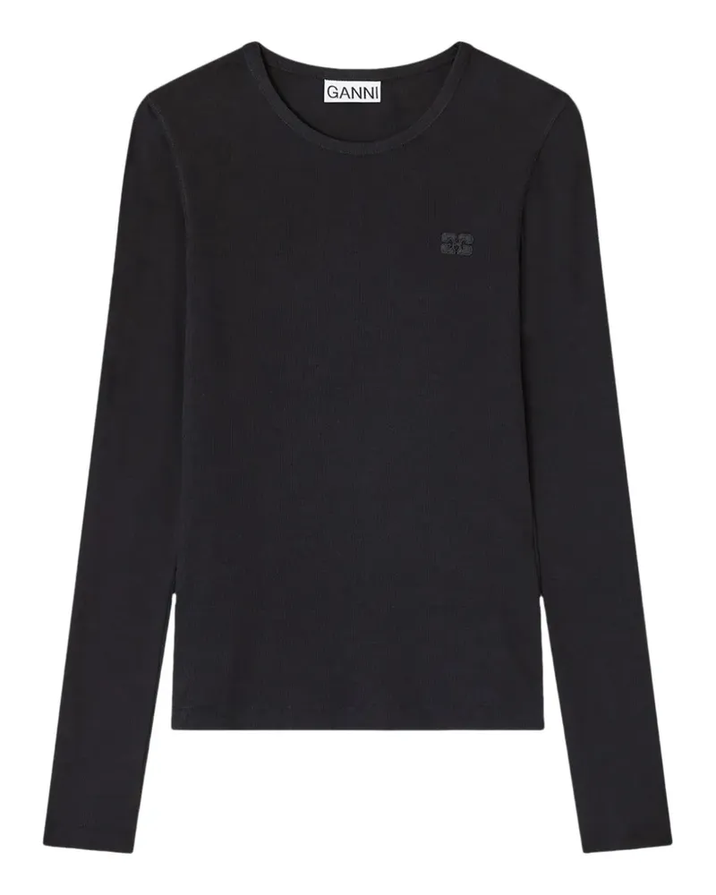 Ganni long-sleeve crew-neck T-shirt - Schwarz Schwarz