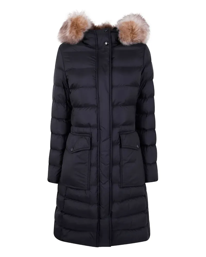 Moncler fur-trimmed quilted coat - Schwarz Schwarz